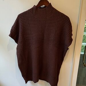 Brown Knit Short Sleeve Sweater